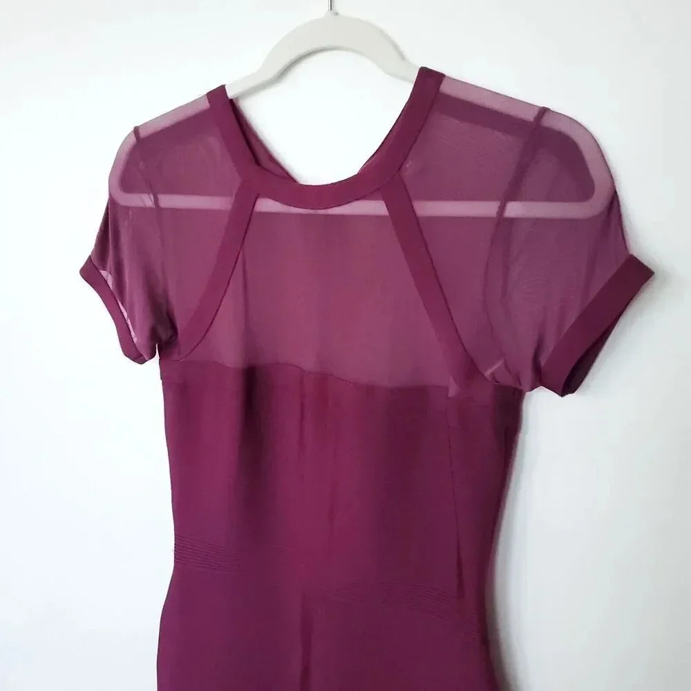 Gracia Womens Mini Bandage Dress Medium M Purple Burgundy Short Sleeve Stretchy - Picture 4 of 12